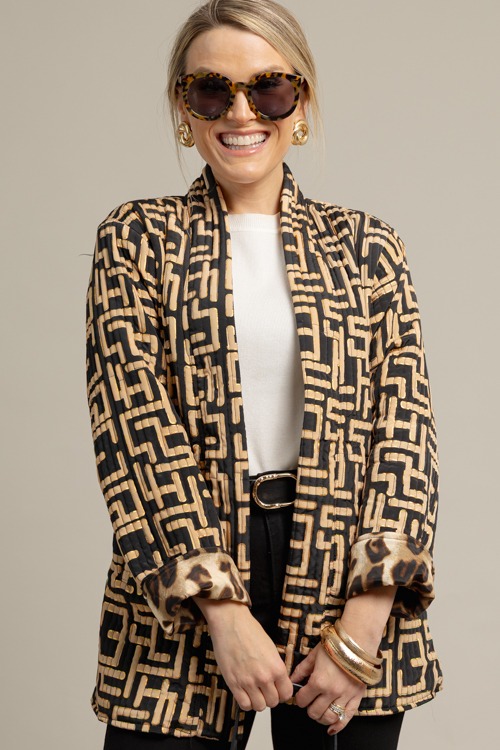 Quilted Foil Print Jacket, Black - 1009-51.jpg