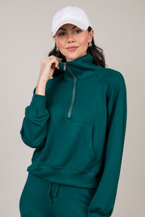 Soft Knit Half Zip, Dark Green