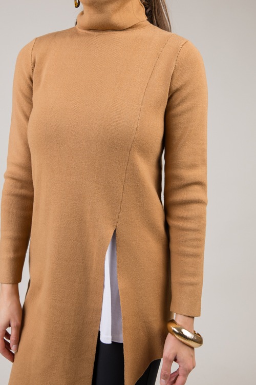 Asymmetric Hem Slit Sweater, Camel - 1009-69.jpg