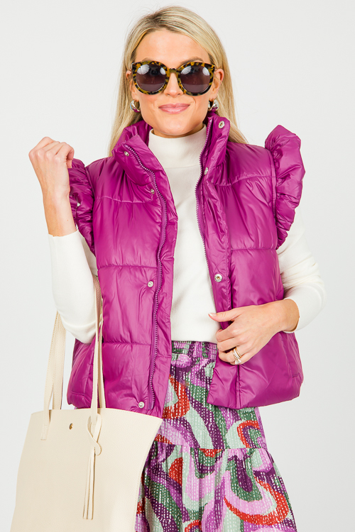 Femme Puffer Vest, Magenta
