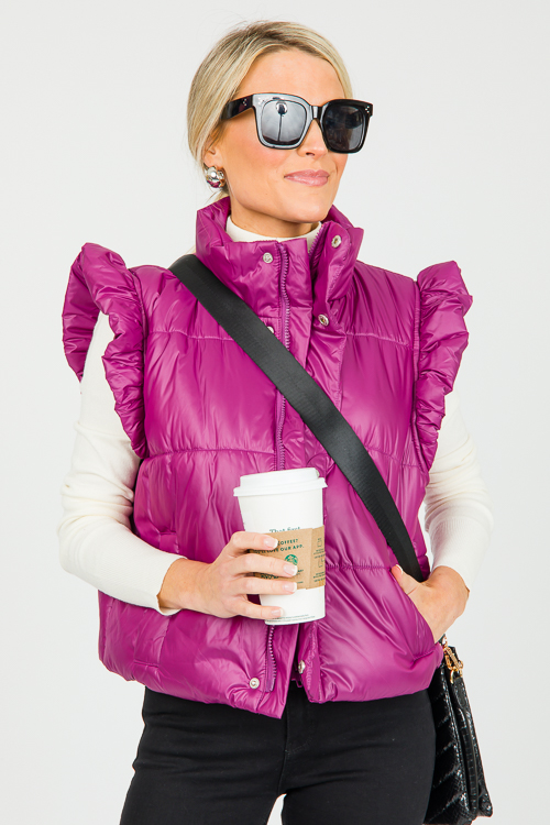 Femme Puffer Vest, Magenta