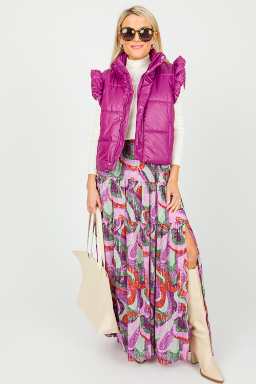 Femme Puffer Vest, Magenta