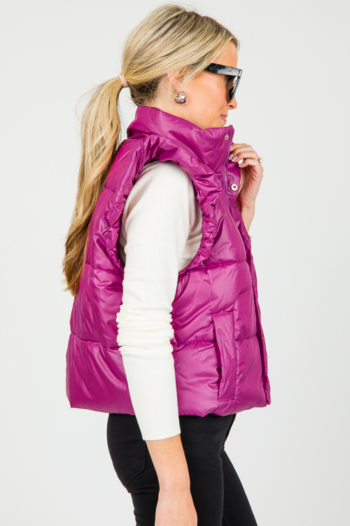 Femme Puffer Vest, Magenta