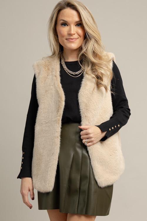 Francine Fur Vest, Taupe