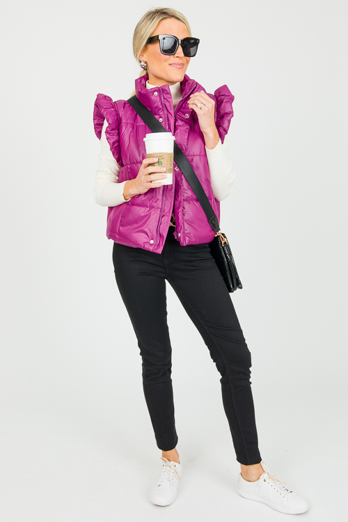 Femme Puffer Vest, Magenta