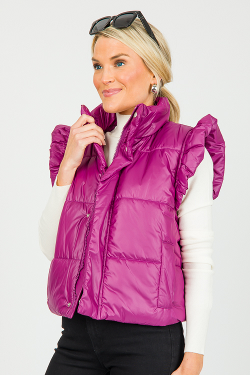 Femme Puffer Vest, Magenta