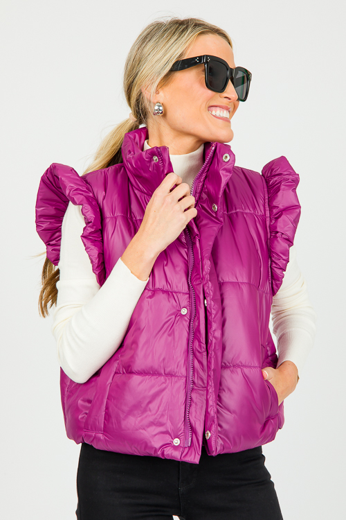 Femme Puffer Vest, Magenta