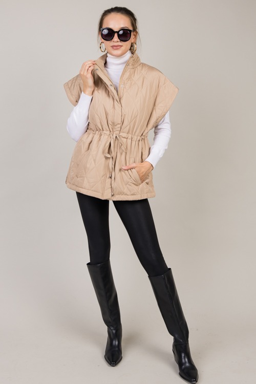 Draw Waist Quilted Vest, Taupe - 1009-83h.jpg