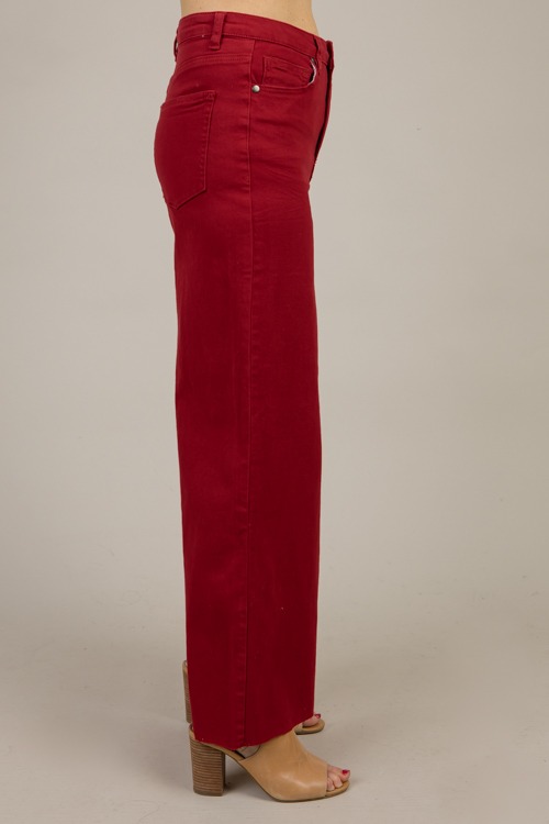 Raw Hem Wide Leg Pants, Garnet - 1009-89.jpg