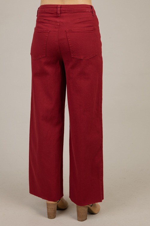 Raw Hem Wide Leg Pants, Garnet - 1009-90.jpg