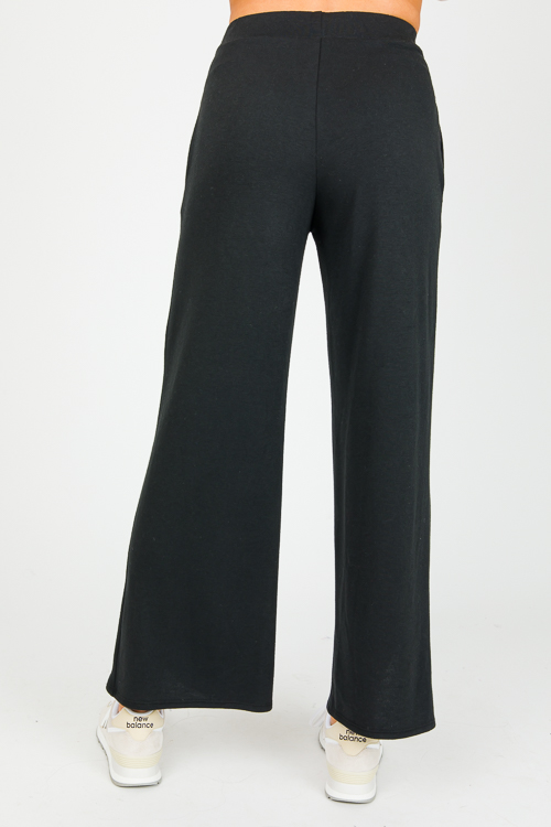 Notch Hem Knit Pants, Black