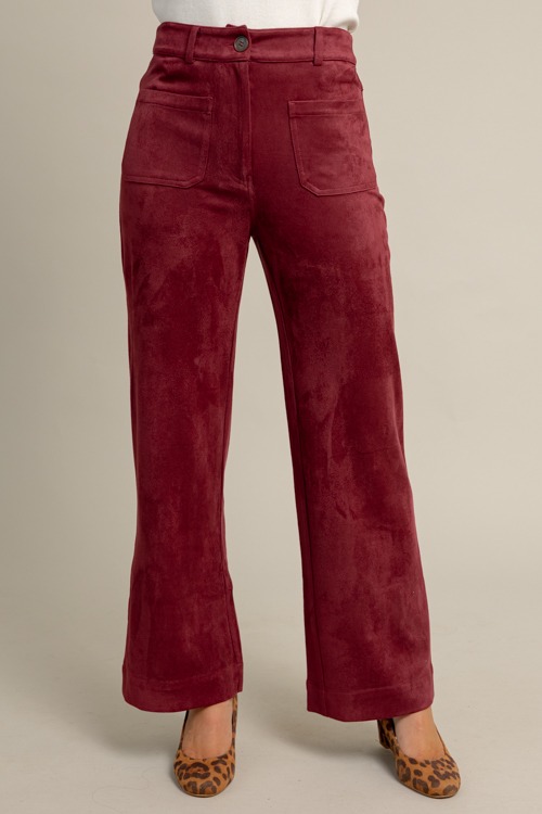 Suede Patch Pocket Pants, Burgundy - 1010-107h.jpg