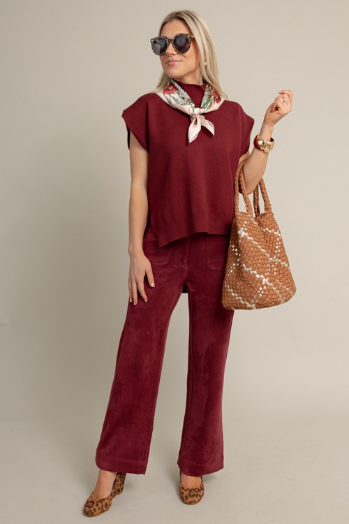 Suede Patch Pocket Pants, Burgundy - 1010-108.jpg