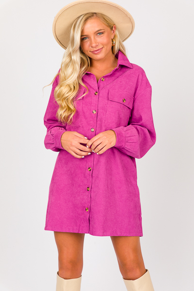 Corded Shirt Dress, Orchid