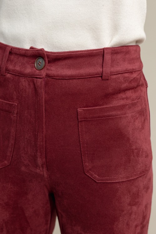 Suede Patch Pocket Pants, Burgundy - 1010-111.jpg