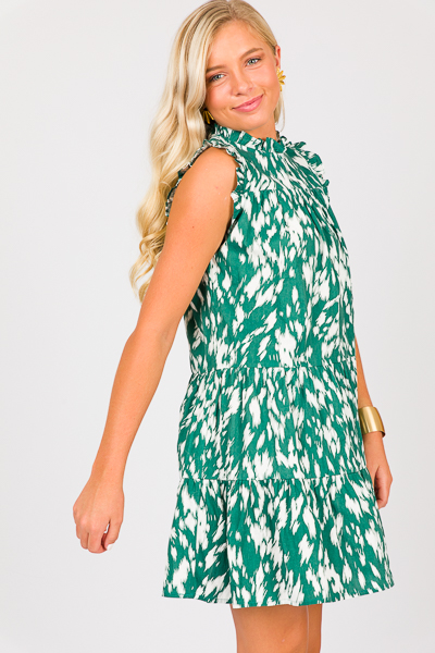 Watercolor Tiered Dress, Green