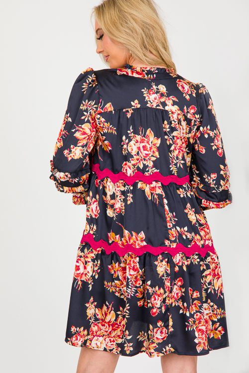 Ric Rac Floral Dress, Midnight