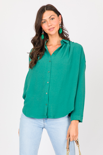 Jodi Button Up Blouse, Forest Green