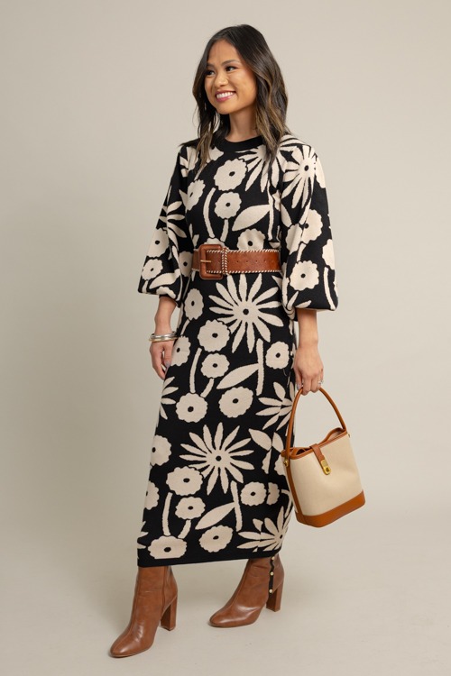 Floral Sweater Knit Midi