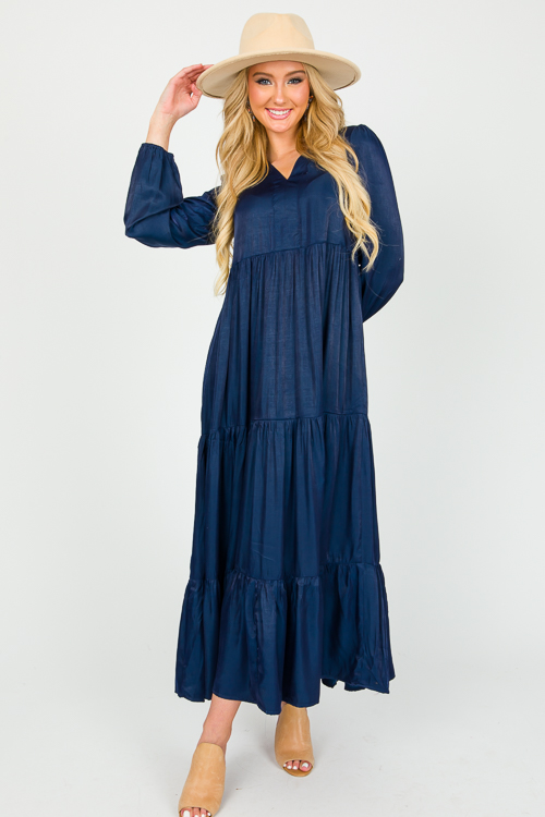 Satin Smooth Maxi, Navy