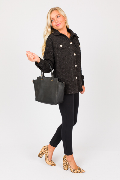 Sparkle Tweed Shacket, Black