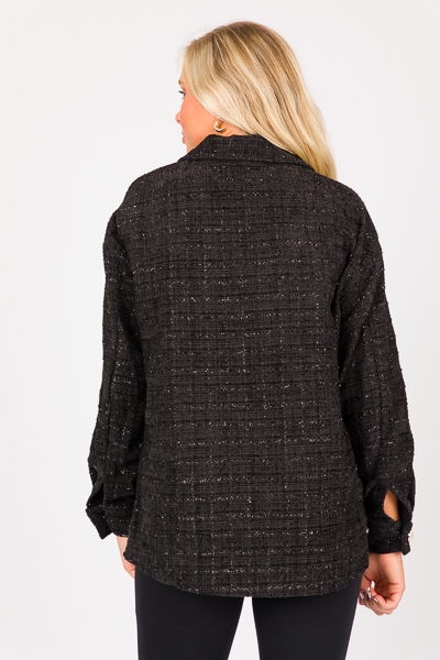 Sparkle Tweed Shacket, Black