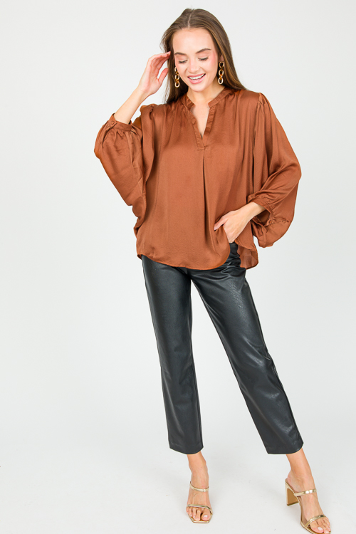 Shana Satin Blouse, Brown