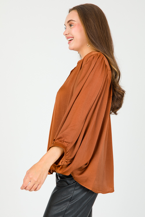 Shana Satin Blouse, Brown