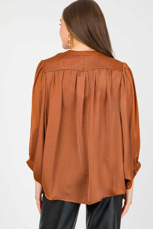 Shana Satin Blouse, Brown