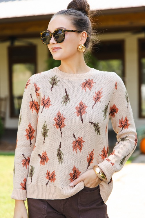 Maple Leaves Sweater, Taupe