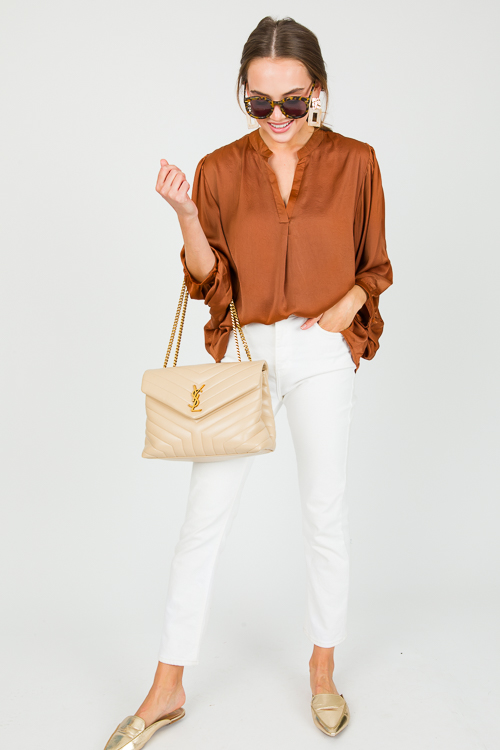 Shana Satin Blouse, Brown