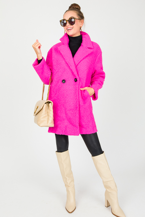 Fuchsia Textured Fur Coat