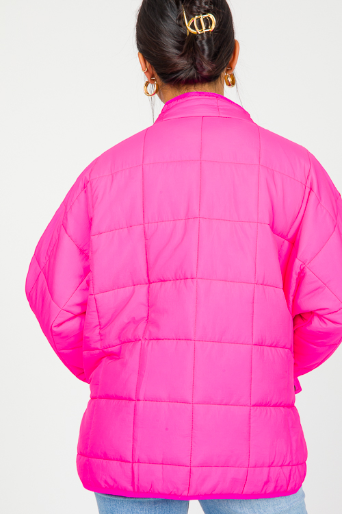 Quilted Ribbon Trim Jacket, Fuchsia