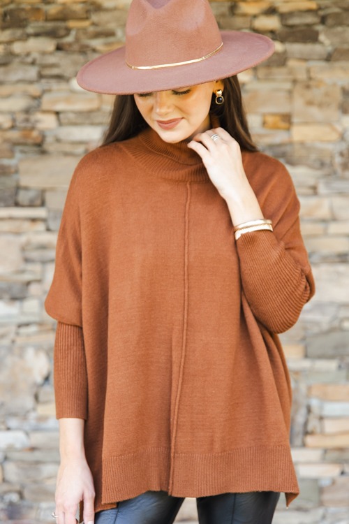 Sawyer Turtleneck Sweater, Caramel