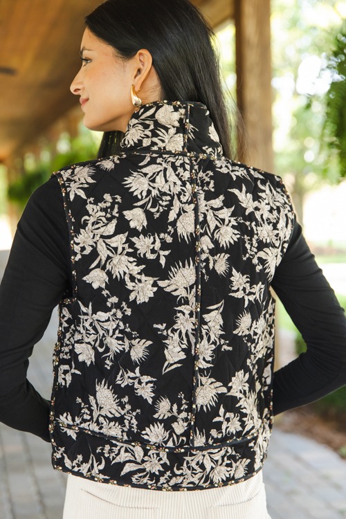 Floral Print Tie Vest, Black - 1011-23.jpg