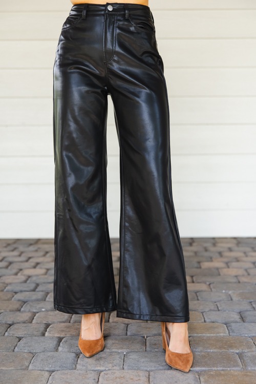 Celine Leather Pants, Black