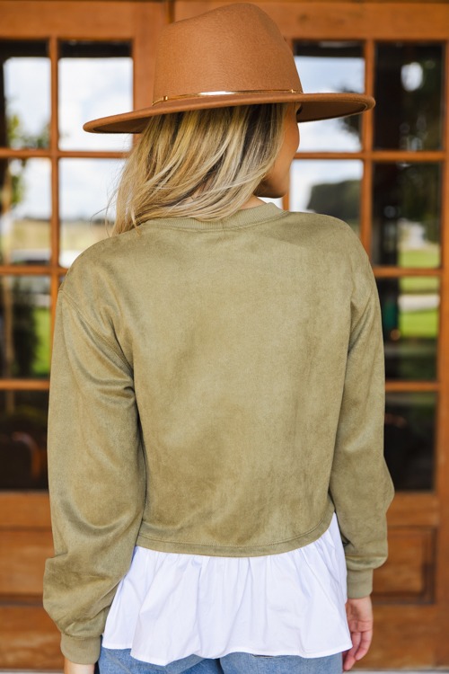 Suede Poplin Contrast Top, Olive - 1011-264.jpg