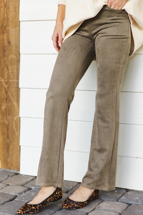 Luxe Suede Pants, Olive