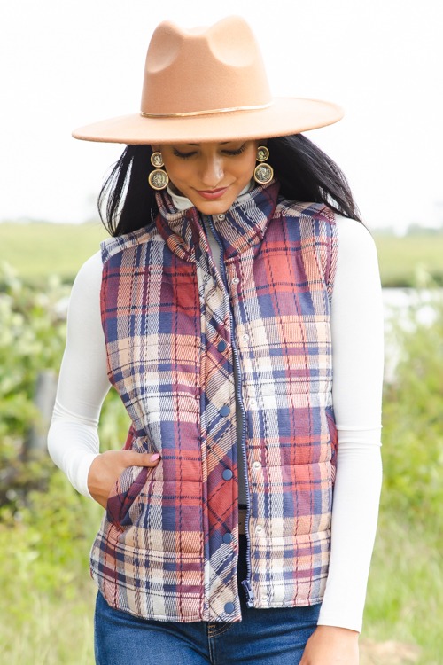 Plaid Vest, Scarlet