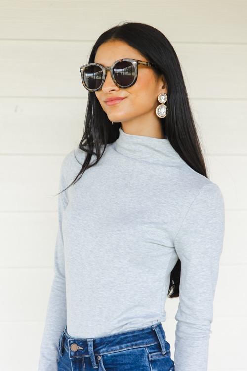 Go-To Mock Neck Top, H. Grey