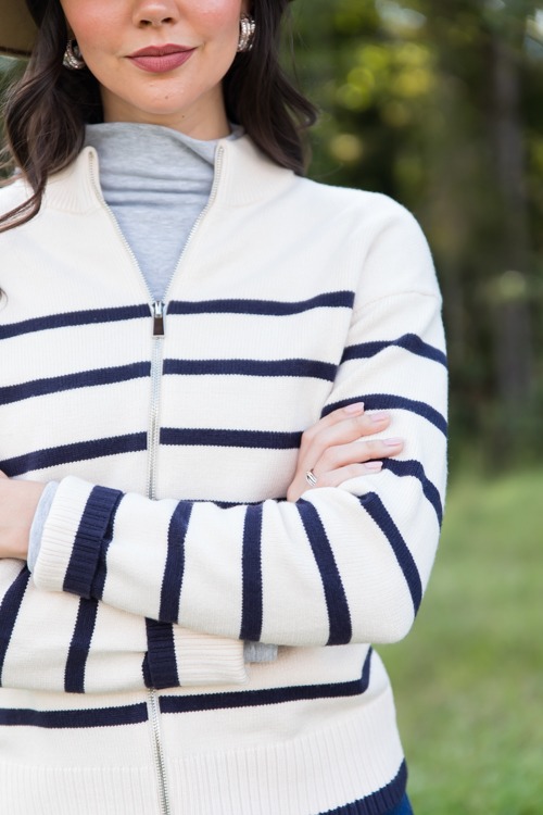 Stripe Zip Sweater Jacket, Ivory - 1011-373h.jpg