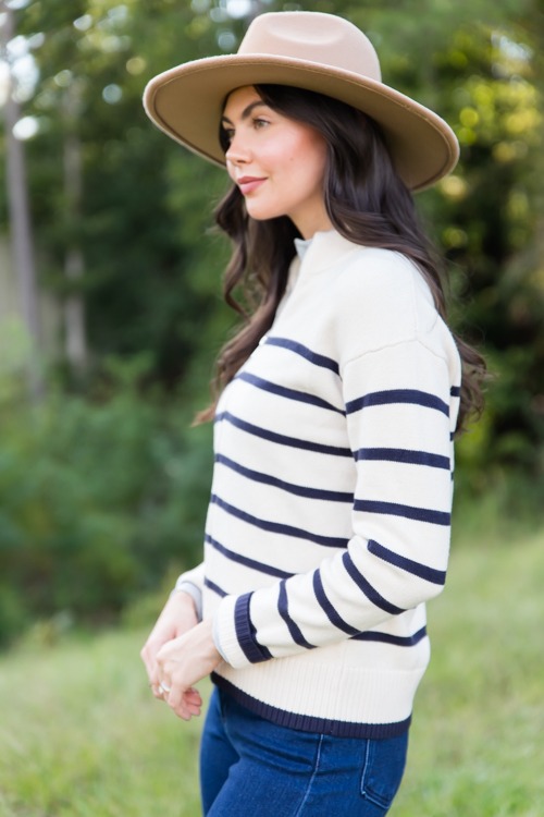 Stripe Zip Sweater Jacket, Ivory - 1011-374.jpg