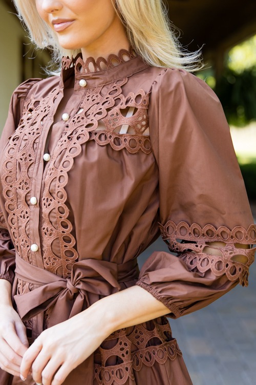 Lovely Lace Button Dress, Brown - 1011-45h.jpg