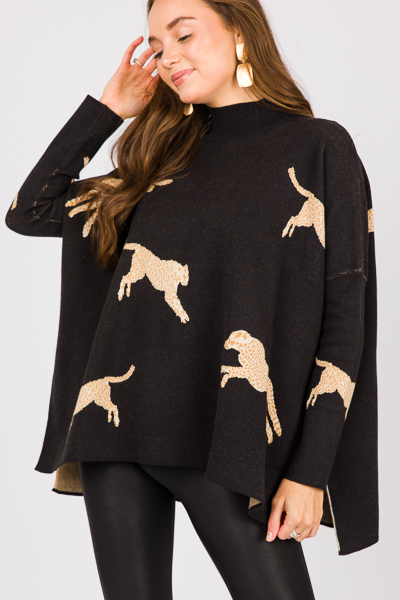 Chic Leopard Sweater, Black