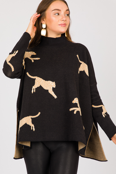 Chic Leopard Sweater, Black