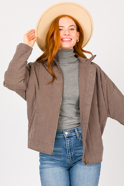 Quilted Squares Jacket, Charcoal