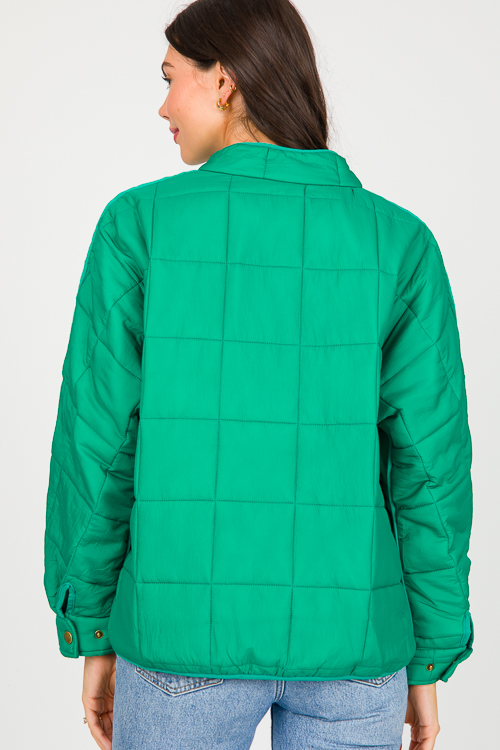 Quilted Ribbon Trim Jacket, Kelly Green