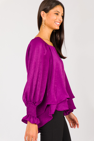 Layered Satin Top, Magenta