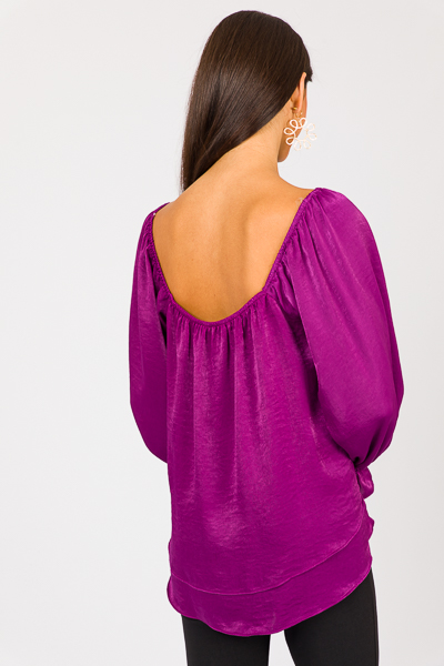 Layered Satin Top, Magenta