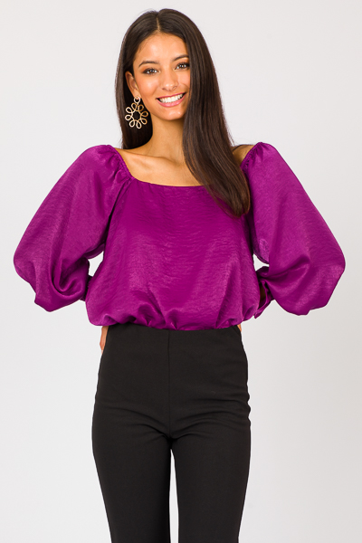 Layered Satin Top, Magenta